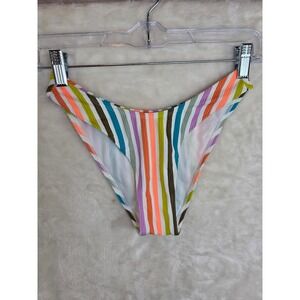 Xhilaration Womens High Leg Scoop Waist Striped Bikini Bottom Multi Color Small